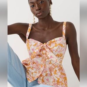 Bundle! JCrew button-up tank in orange floral and royal blue w/ Gold buttons